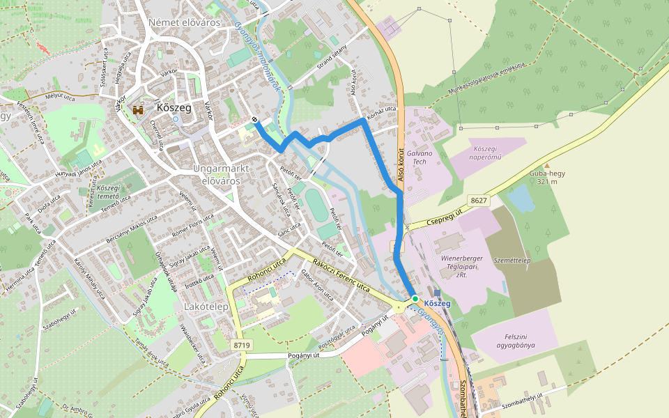 K+ (Kőszeg, vá.) walking route map in Kőszeg