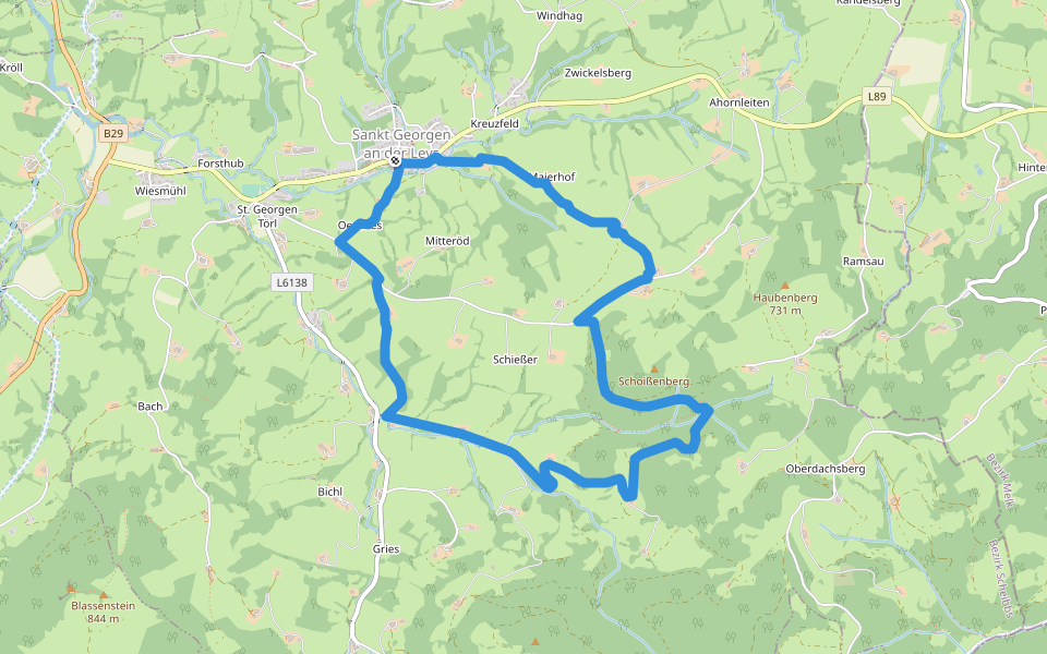 Kendler Wasserfall (St. Georgen an der Leys) walking route map in Sankt Georgen an der Leys
