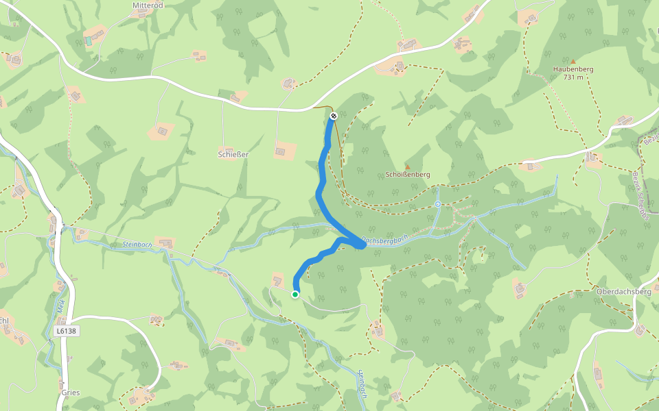 Kendler Wasserfall - Abkürzung vom Steinbauer zum Mostbrunnen (St. Georgen an der Leys) walking route map in Schießer