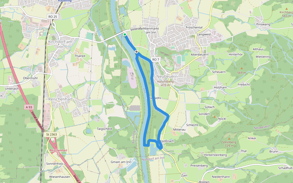 Neubeurer See walking route map in Neubeuern