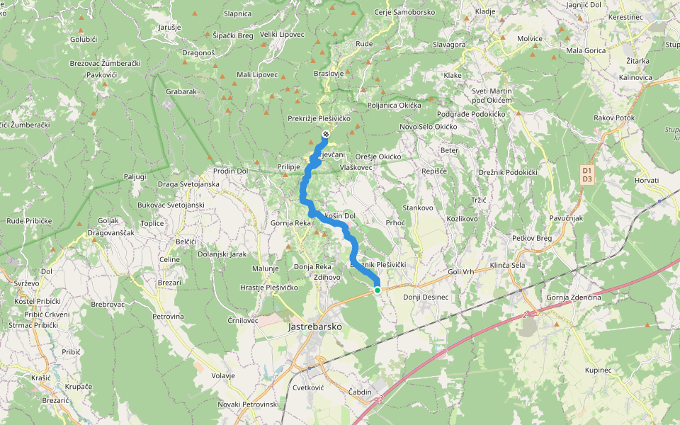 Breznik Plešivički - Poljanice walking route map in Breznik Plešivički