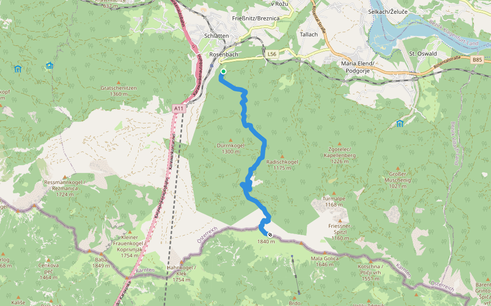 Kahlkogel walking route map in Rosenbach