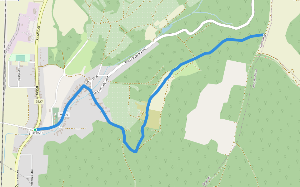 Z+ walking route map in Újudvar