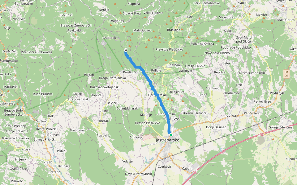 Jastrebarsko - Žitnica walking route map in Jastrebarsko