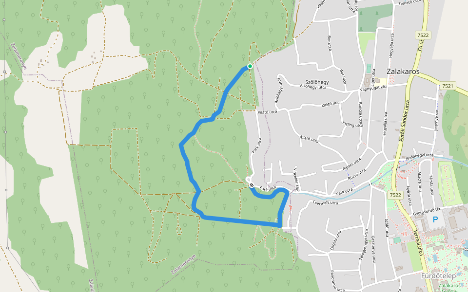 K↺ walking route map in Zalakaros