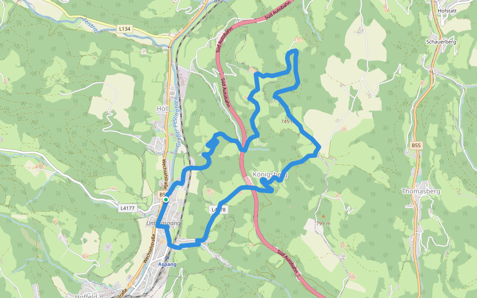 Großer Königsbergweg (Aspang Markt) walking route map in Aspang Markt