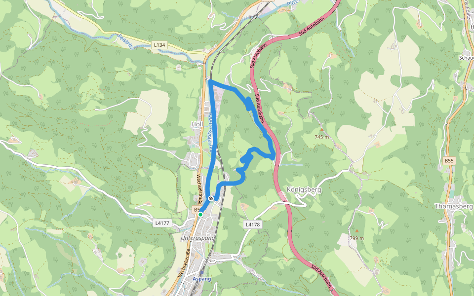 Kleiner Königsbergweg (Aspang Markt) walking route map in Aspang Markt