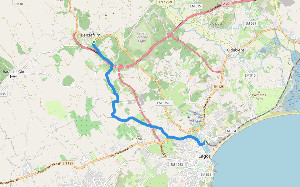 Via Algarviana - Ligação 4: Lagos-Bensafrim walking route map in Bensafrim