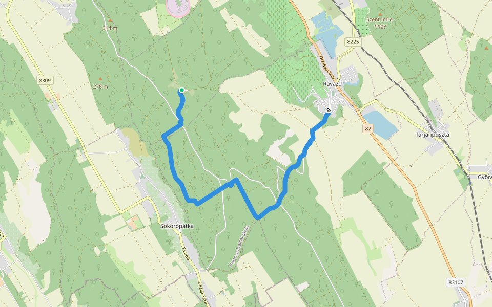 P+ walking route map in Pannonhalma