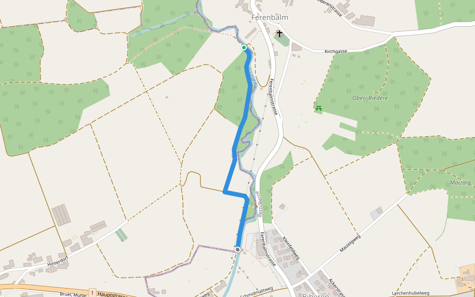 Ferenbalm/Bibere - Biberebad walking route map in Ferenbalm