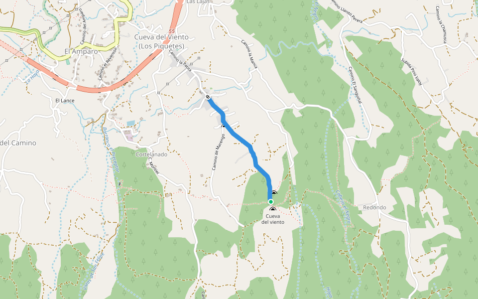 PR-TF 42.3 Derivacion a Cueva del Viento walking route map in Icod de los Vinos