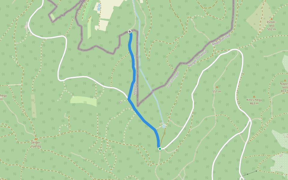 K+ (Hétvezér-forrás elágazás – Rőtfalvi átkelő) walking route map in Kőszeg