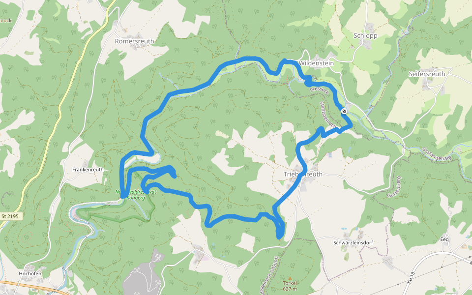 Steinachklamm-Weg KU 52 walking route map in Presseck