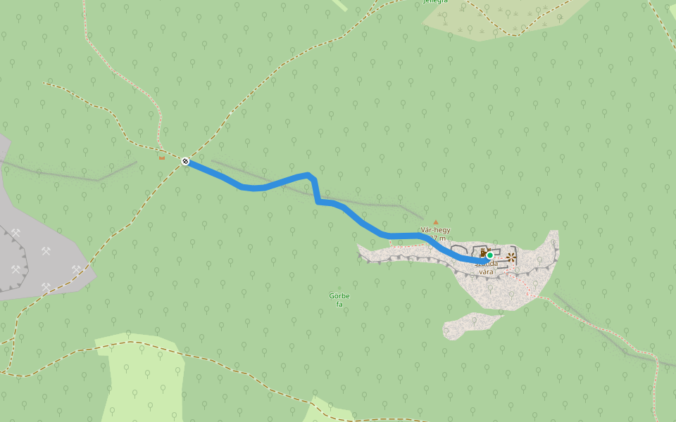 K▙ (Szanda vára) walking route map in Szanda
