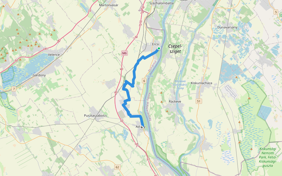KM, Mária-út, M02/29 (Ercsi – Adony) walking route map in Ercsi