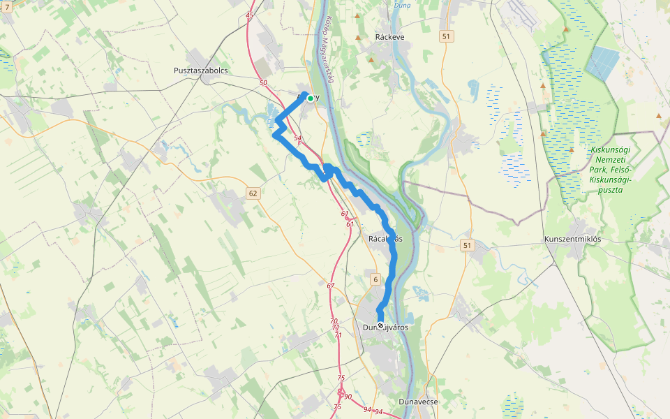 KM, Mária-út, M02/30 (Adony – Dunaújváros) walking route map in Adony