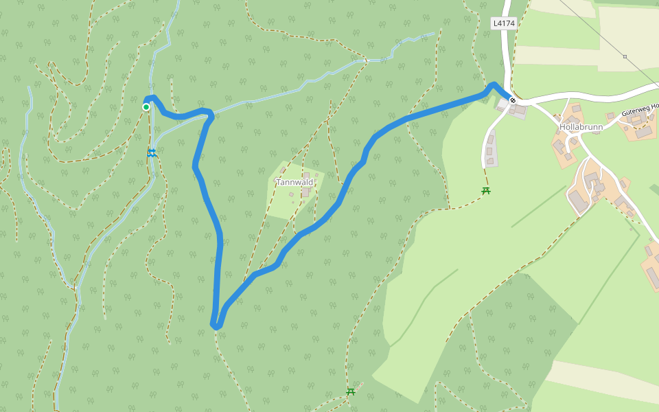 Verbindungsweg R10 ab Dorfbach - Gasthaus zur schönen Aussicht über Tannwald walking route map in Piefing