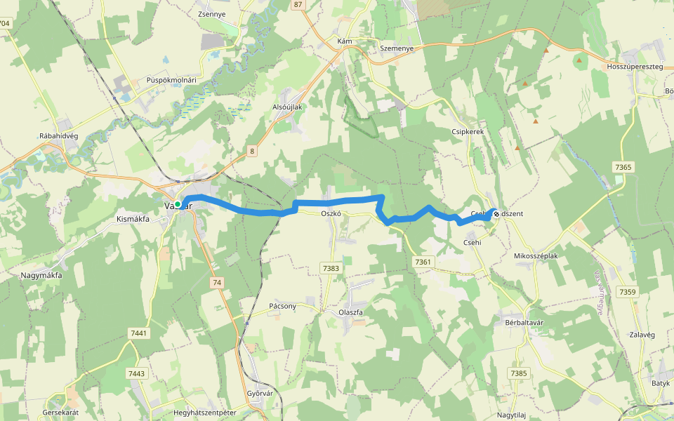 PM, Mária-út, M60 (Hosszúpereszteg – Vasvár) walking route map in Vasvár