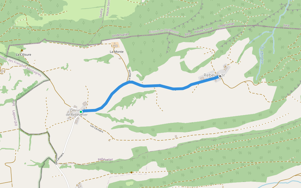 Cerniers de Rebévelier - Rebévelier walking route map in Rebévelier