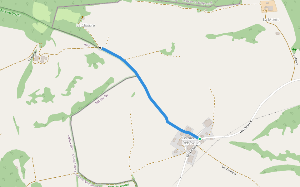 Cerniers de Rebévelier - fixme walking route map in Rebévelier