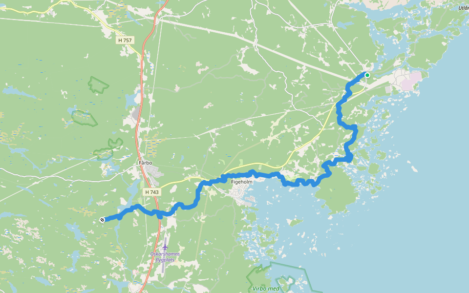 Ostkustleden Etapp 7 Lilla Laxemar - Hedvigsberg walking route map in Lilla Laxemar