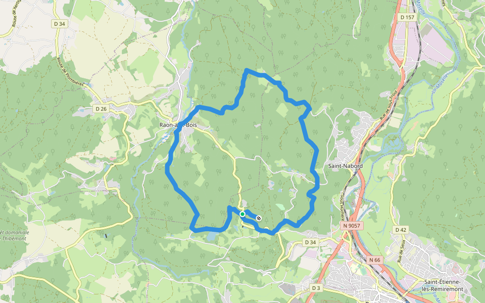 Sentier "Raon-Aux-Bois" walking route map in Saint-Nabord
