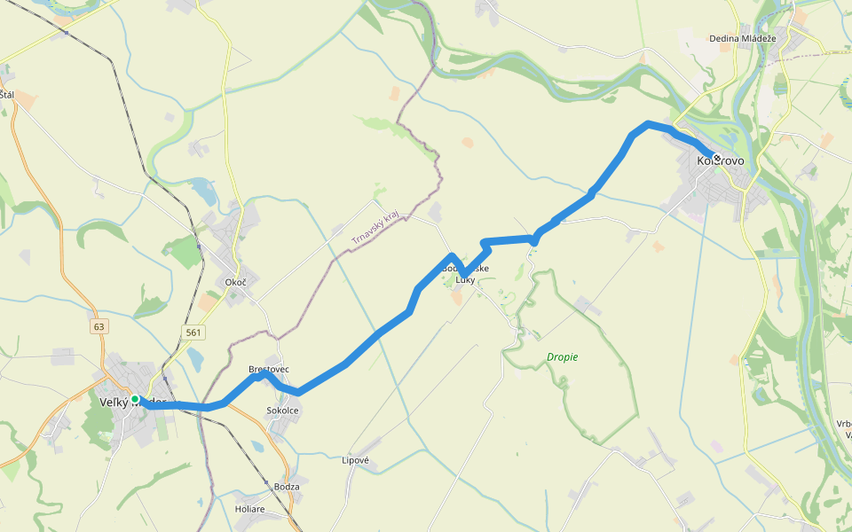 Mariánska Cesta 05-17 Veľký Meder - Kolárovo walking route map in Veľký Meder