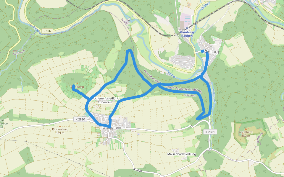 Rundwanderweg Gamburg 2 walking route map in Werbach