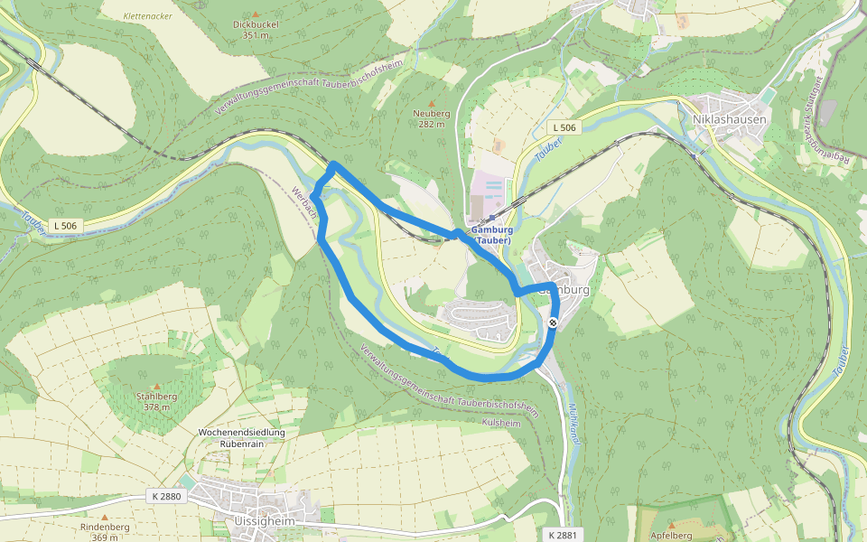 Rundwanderweg Gamburg 3 walking route map in Werbach