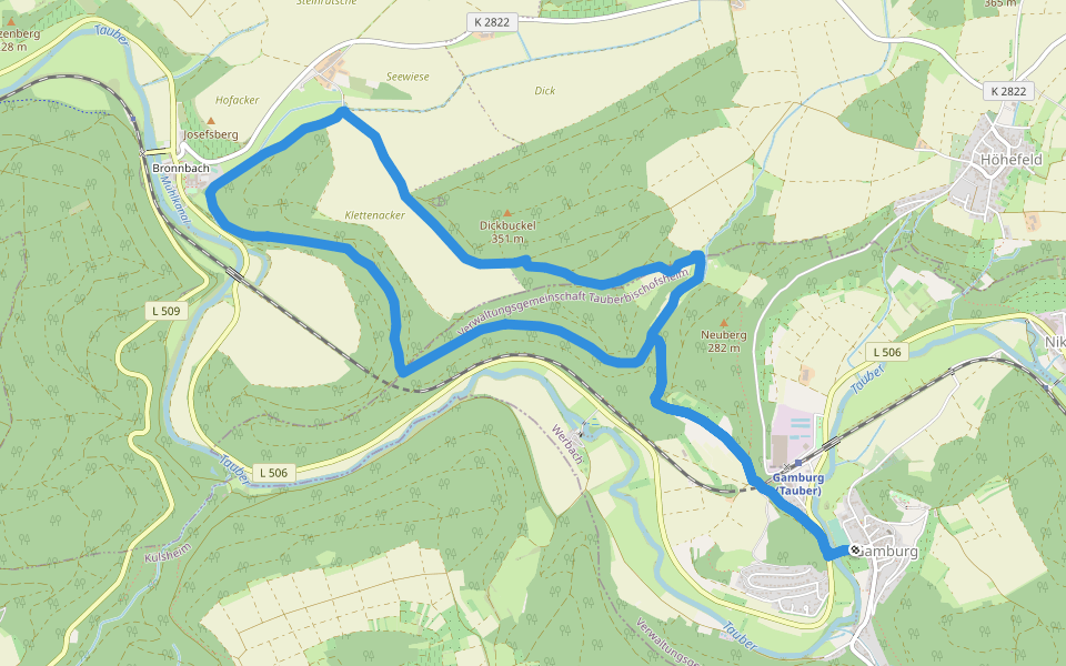 Rundwanderweg Gamburg 4 walking route map in Werbach