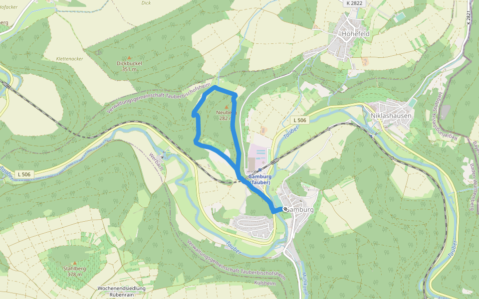 Rundwanderweg Gamburg 5 walking route map in Werbach