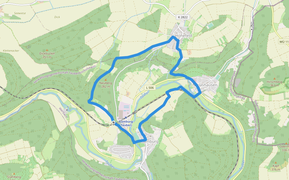 Rundwanderweg Gamburg 6 walking route map in Werbach