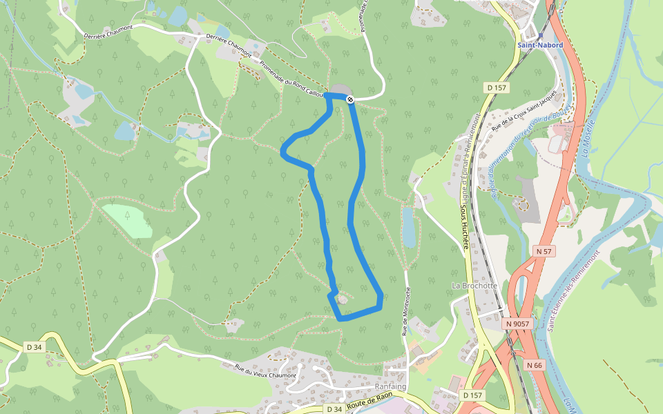 Sentier "Montiroche" walking route map in Saint-Nabord