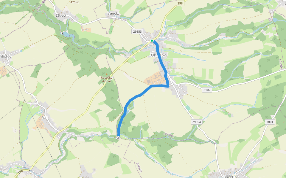 [Ž] Ohnišov - Valské údolí walking route map in Ohnišov