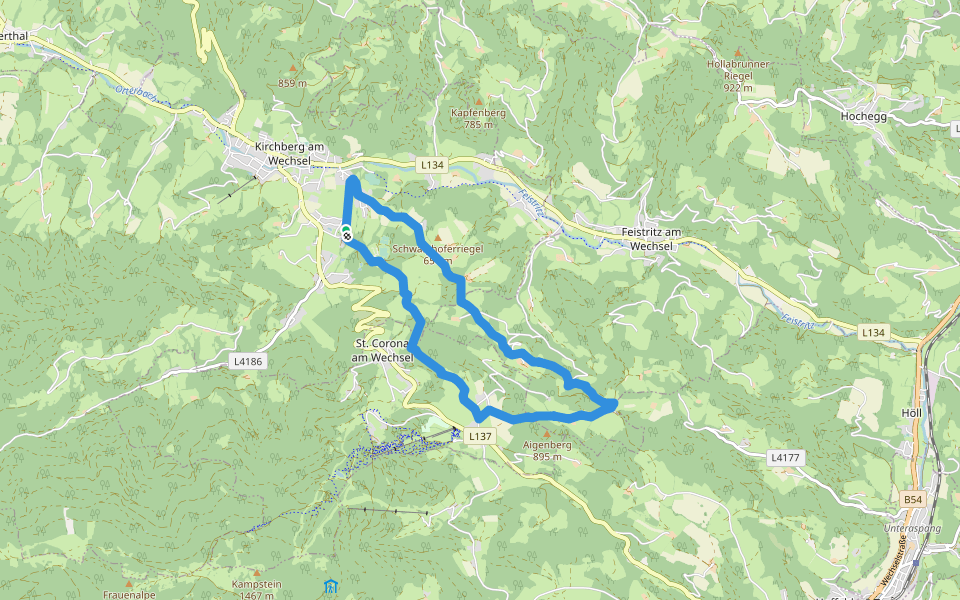 Wanderweg Passkapelle walking route map in Kirchberg am Wechsel