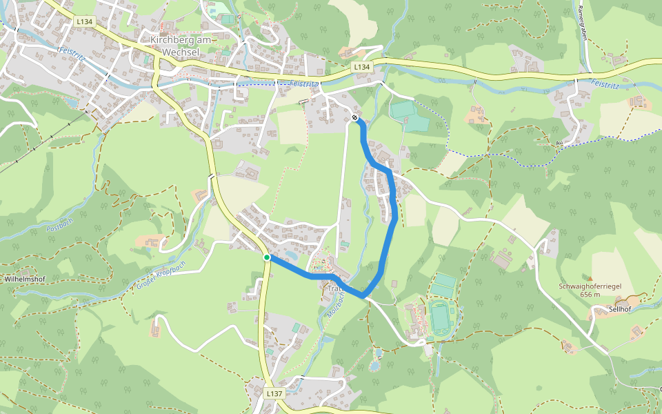 Spazierweg 3 walking route map in Kirchberg am Wechsel-Außen