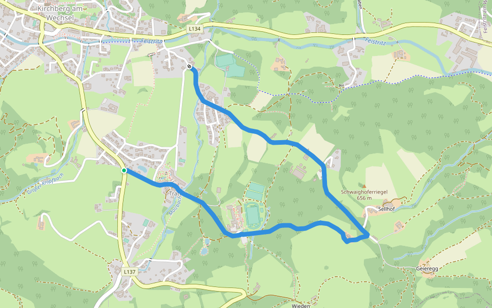 Spazierweg 5 walking route map in Kirchberg am Wechsel-Außen