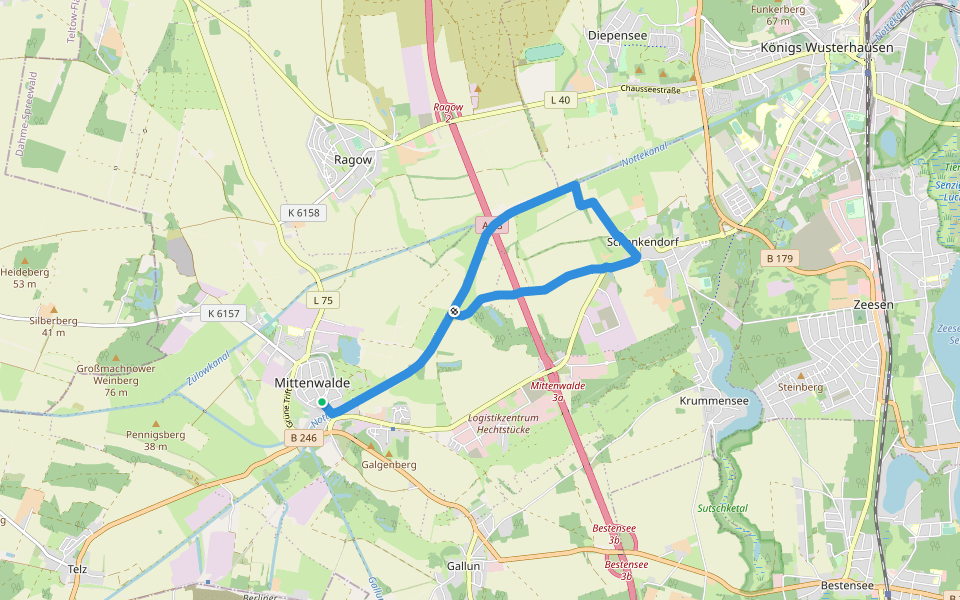 Federweißerlauf Weg walking route map in Mittenwalde