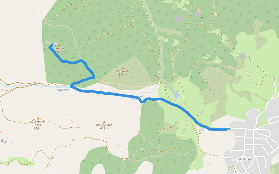 Екопътека Купена walking route map in Sarnitsa