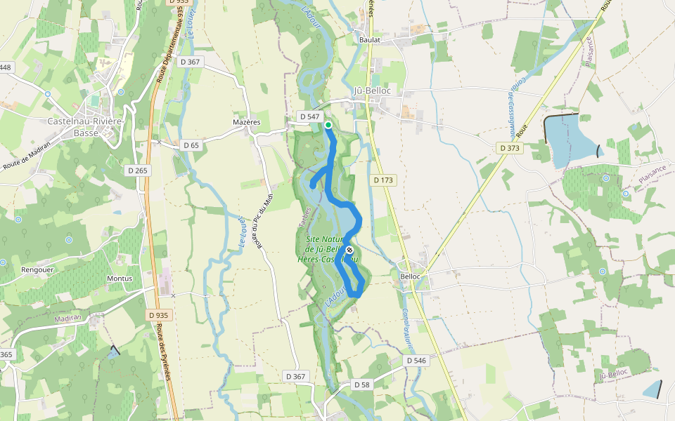 La Petite Boucle walking route map in Jû-Belloc
