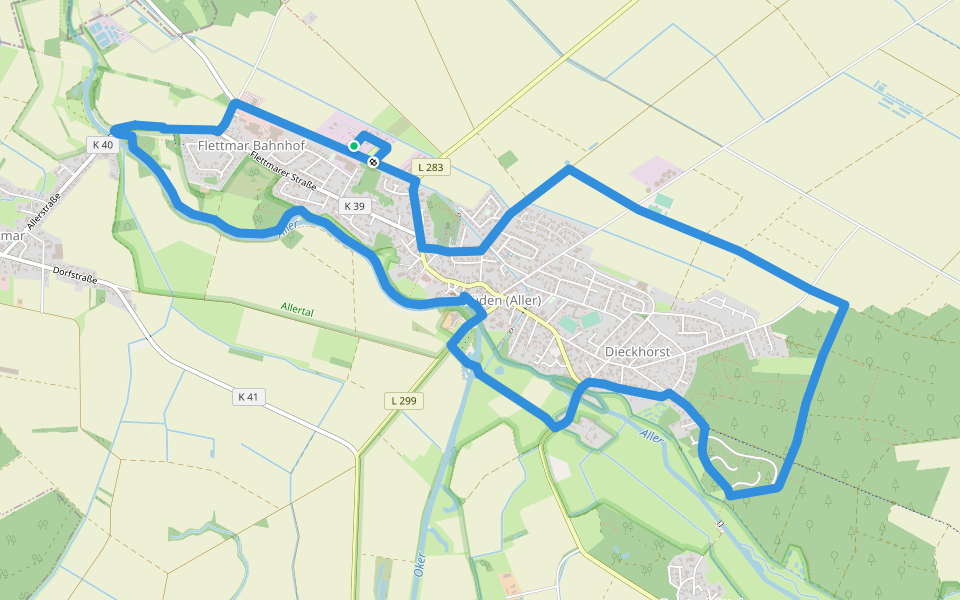 Rundwanderweg Aller-Oker-Aue 7 walking route map in Müden (Aller)