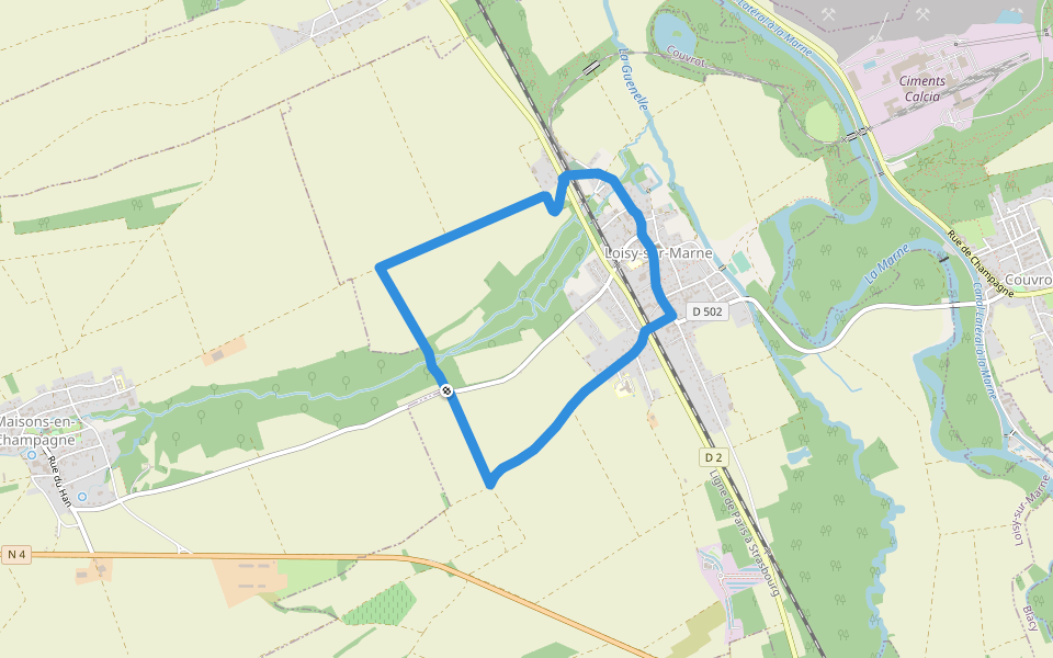 Parcours Vert walking route map in Loisy-sur-Marne