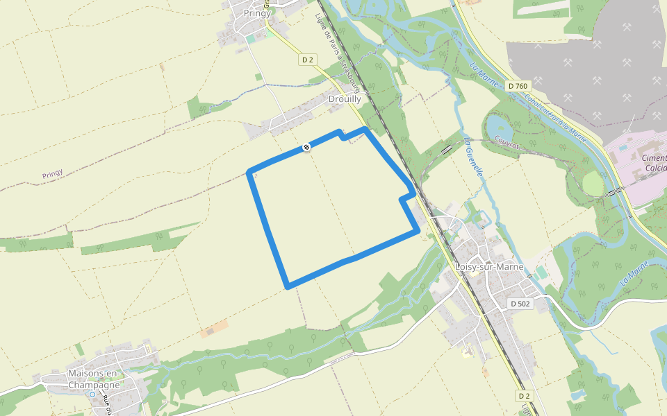 Parcours Violet walking route map in Drouilly