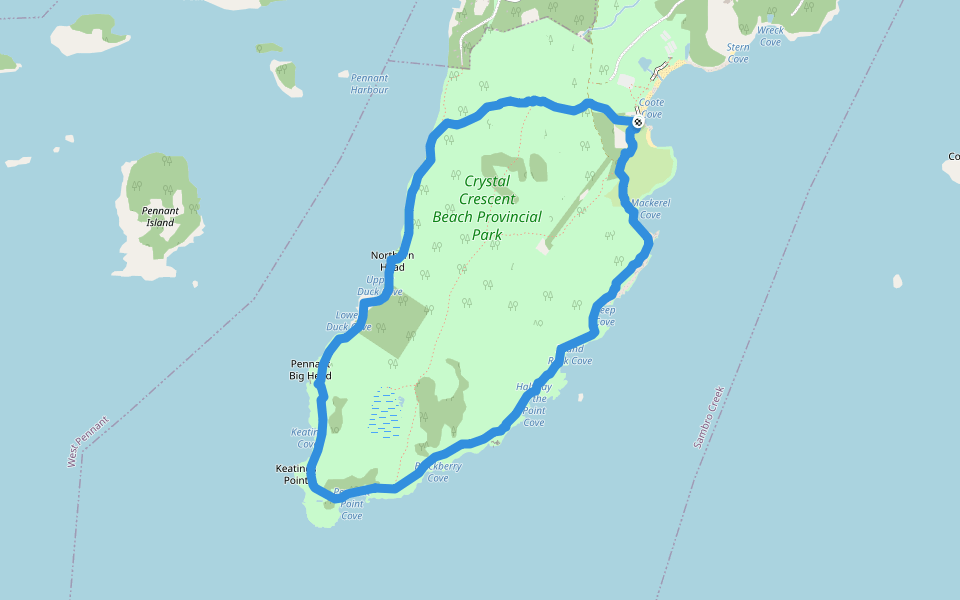 Pennant Point Trail walking route map in Sambro Creek
