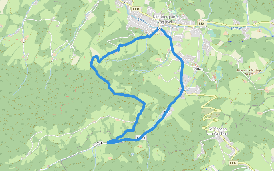 Wanderweg Saurücken walking route map in Kirchberg am Wechsel-Markt