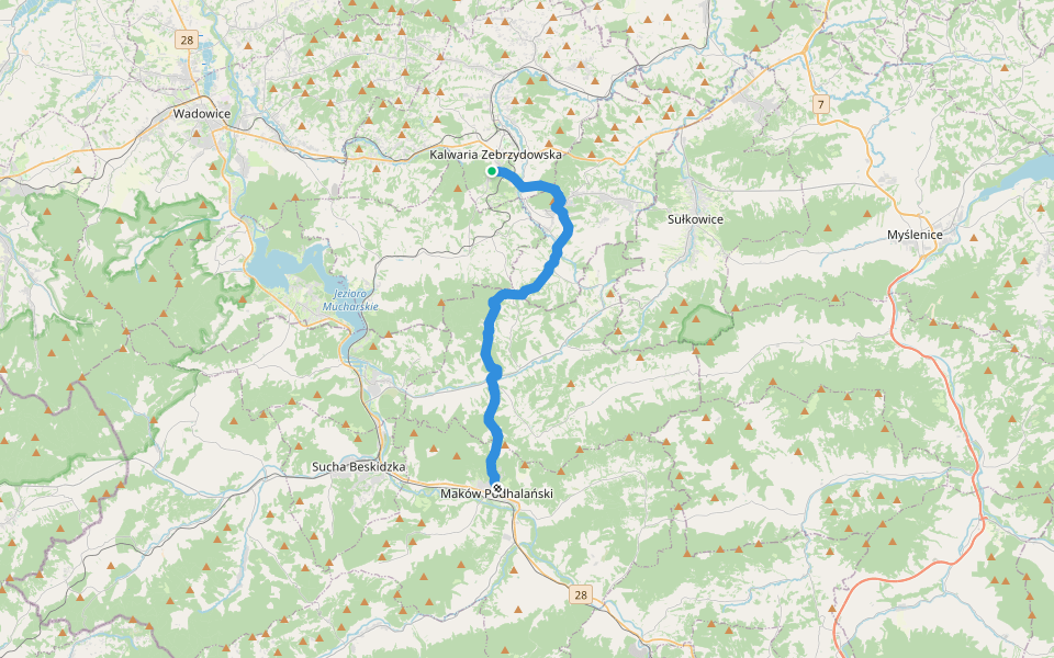 Szlak Maryjny - etap 5. walking route map in Kalwaria Zebrzydowska