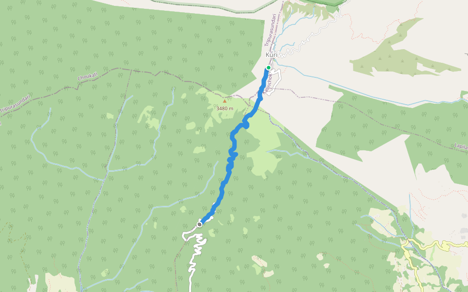 Charikot Kuri Hiking Trail walking route map in Kuri Village