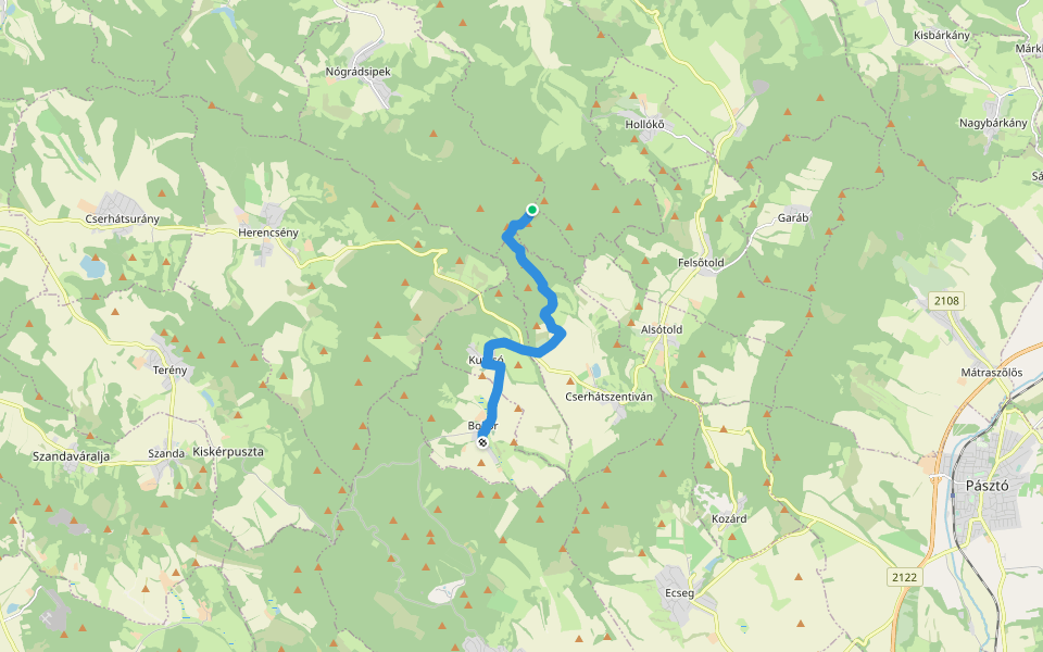 S (Kutasó – Dobogótető) walking route map in Rimóc
