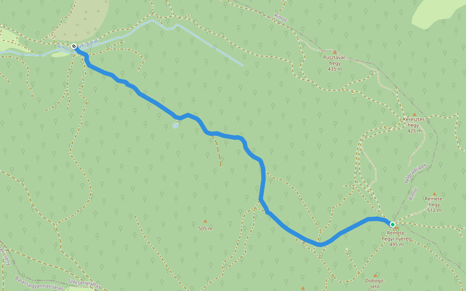 K● (Dobos-kút) walking route map in Rimóc