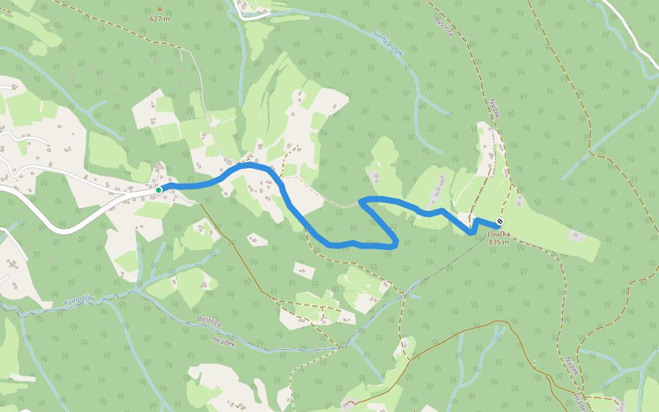 Naučná stezka Loučka walking route map in Bystřice